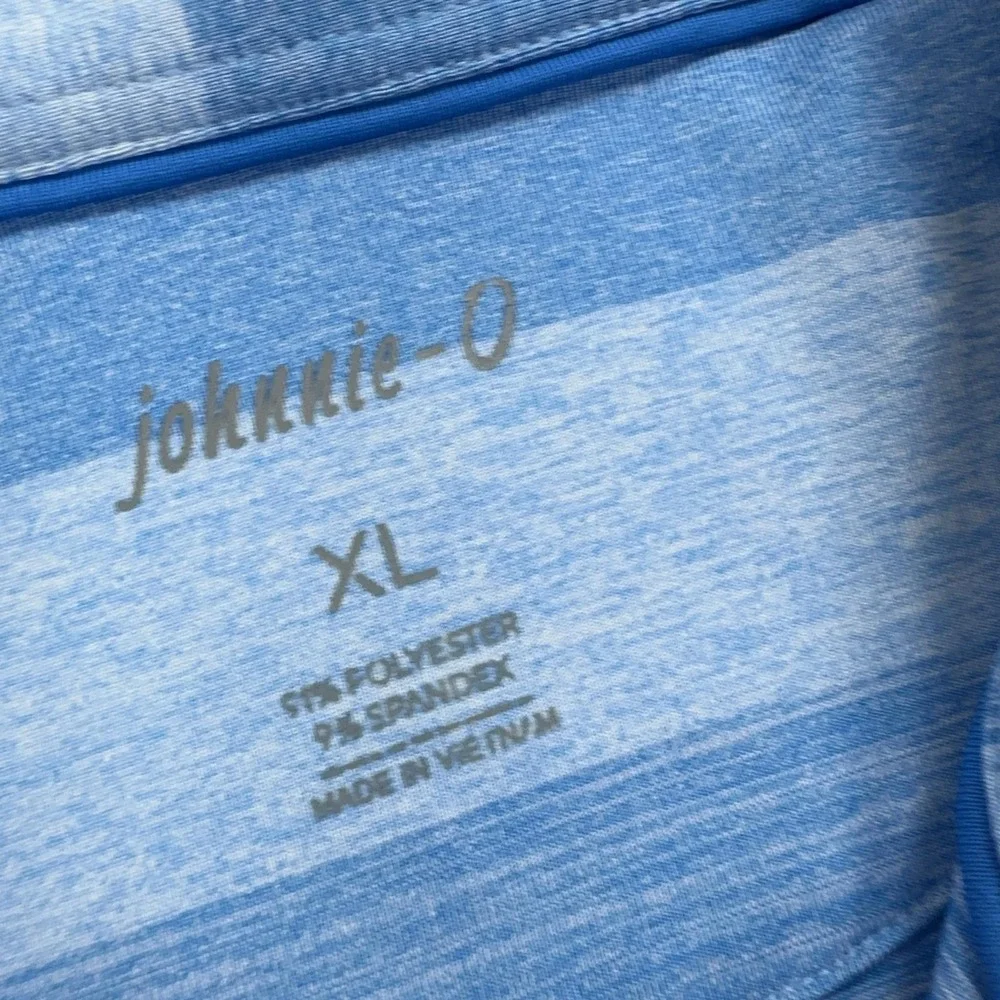 Johnnie-O Polo Shirt Mens XL Blue Striped Polyester Spandex Jersey Casual